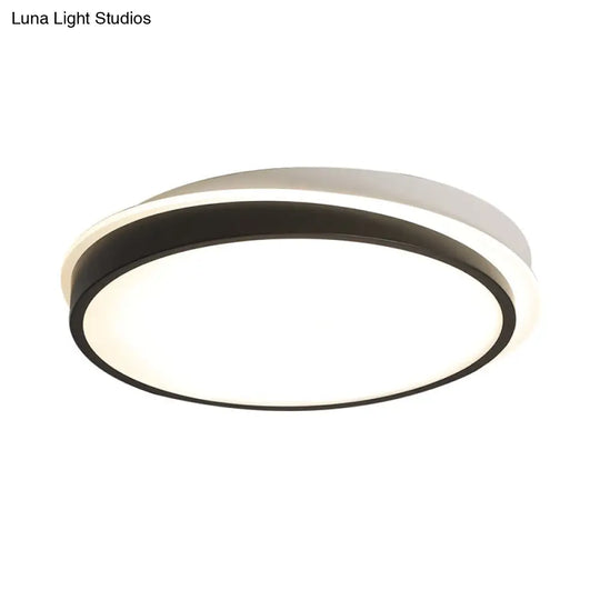 18’/23.5’ Dia Black Led Flush Mount Ceiling Light - Simple Metal Design With Acrylic Diffuser