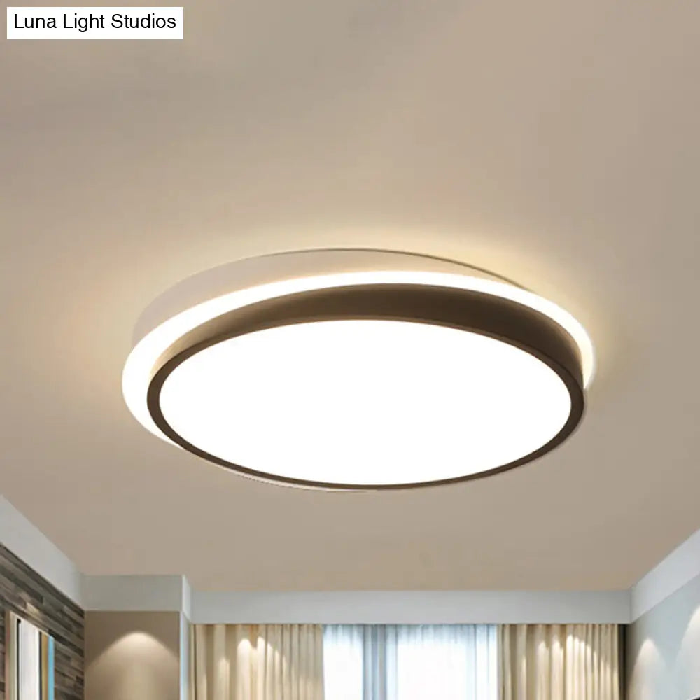 18’/23.5’ Dia Black Led Flush Mount Ceiling Light - Simple Metal Design With Acrylic Diffuser