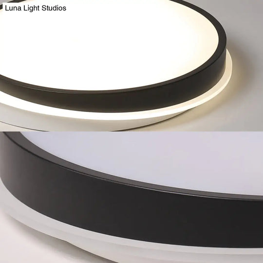 18/23.5 Dia Black Led Flush Mount Ceiling Light - Simple Metal Design With Acrylic Diffuser