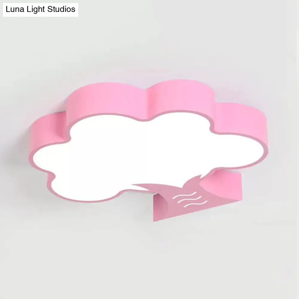 18/23.5 Dia Led Tree Flush Mount Light - Pink/Yellow/Green Modern Acrylic Ceiling Lamp