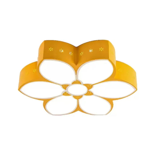 18’/23.5’ Etched Blossom Led Flush Mount Ceiling Light In Vibrant Red/Yellow/Green Yellow / 18’