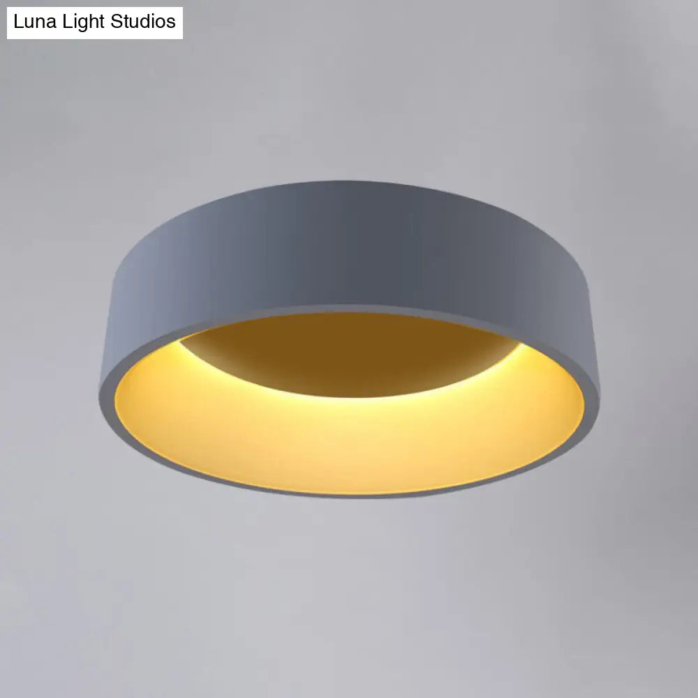 18/23.5 Grey Circular Flush Led Ceiling Lamp - Modern Metal Mount Light (White/Warm Light) / 18 Warm