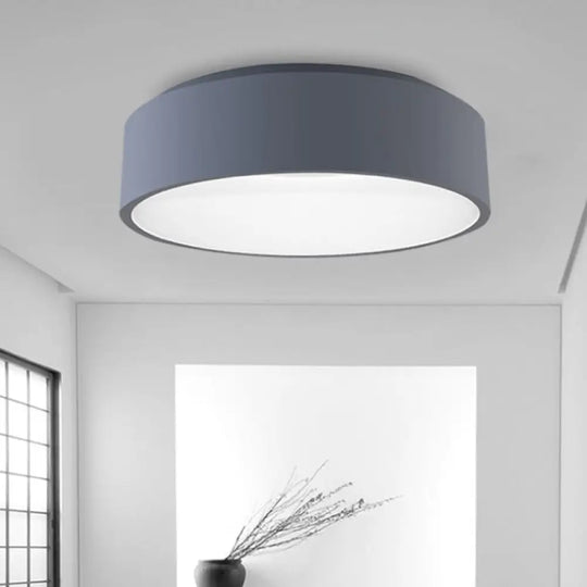 18’/23.5’ Grey Circular Flush Led Ceiling Lamp - Modern Metal Mount Light (White/Warm Light) /