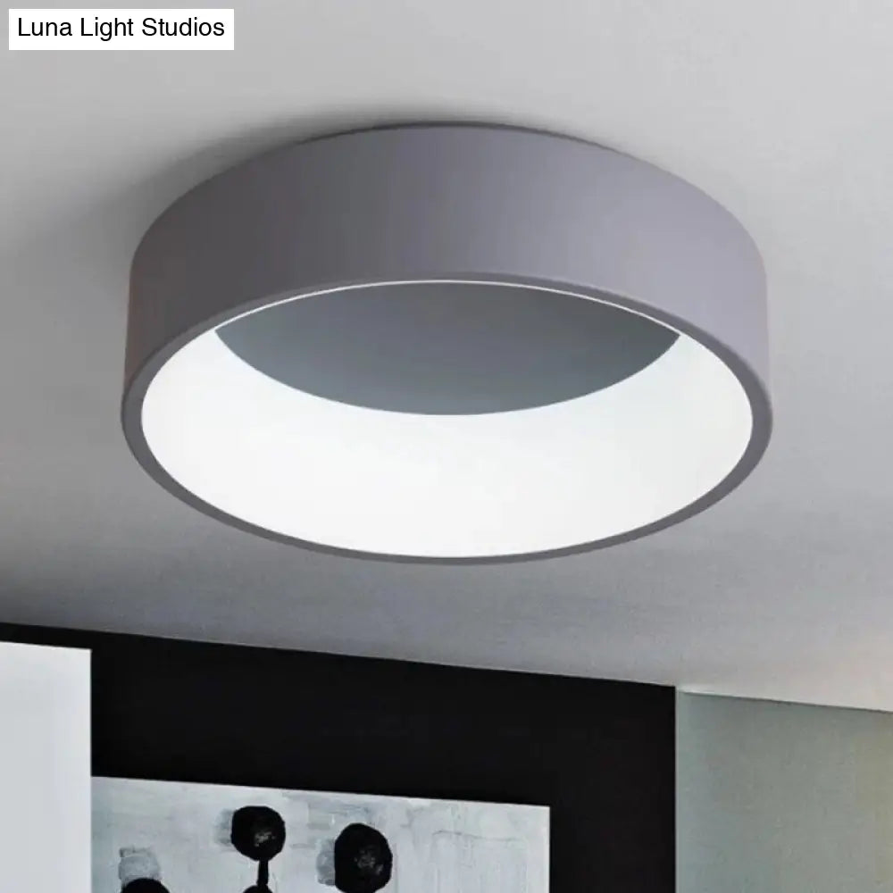 18/23.5 Grey Circular Flush Led Ceiling Lamp - Modern Metal Mount Light (White/Warm Light)