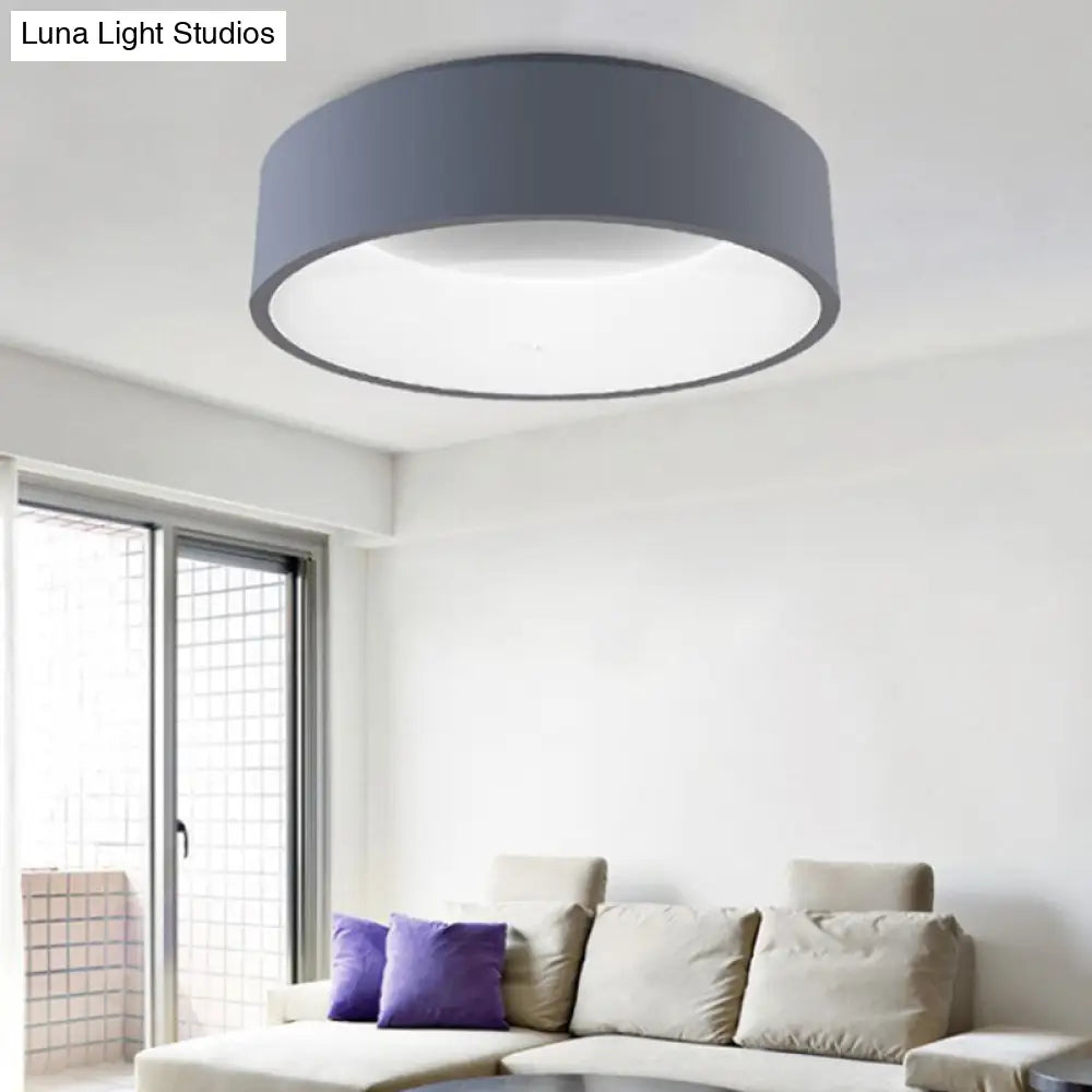 18’/23.5’ Grey Circular Flush Led Ceiling Lamp - Modern Metal Mount Light (White/Warm Light)