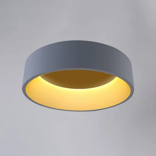 18’/23.5’ Grey Circular Flush Led Ceiling Lamp - Modern Metal Mount Light (White/Warm Light) /