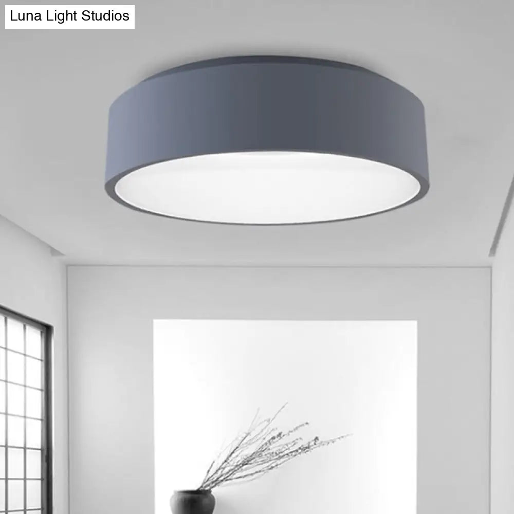 18/23.5 Grey Circular Flush Led Ceiling Lamp - Modern Metal Mount Light (White/Warm Light) / 18