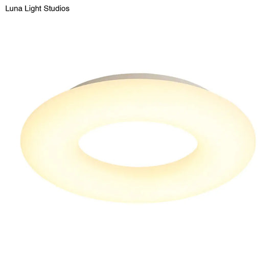 18’/23.5’ Modern Led White Doughnut Acrylic Flush Mount Ceiling Lamp