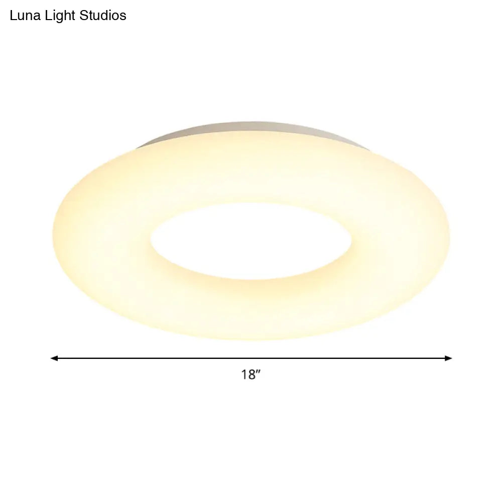 18’/23.5’ Modern Led White Doughnut Acrylic Flush Mount Ceiling Lamp