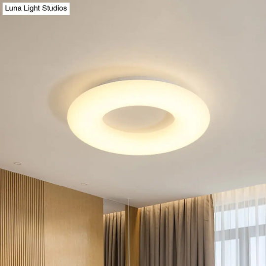 18’/23.5’ Modern Led White Doughnut Acrylic Flush Mount Ceiling Lamp