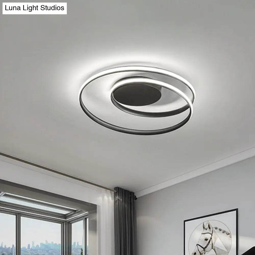 18/23.5 W Modernist Metal Ceiling Flush Led Mount Lamp Black With Warm/White Light / 18 White