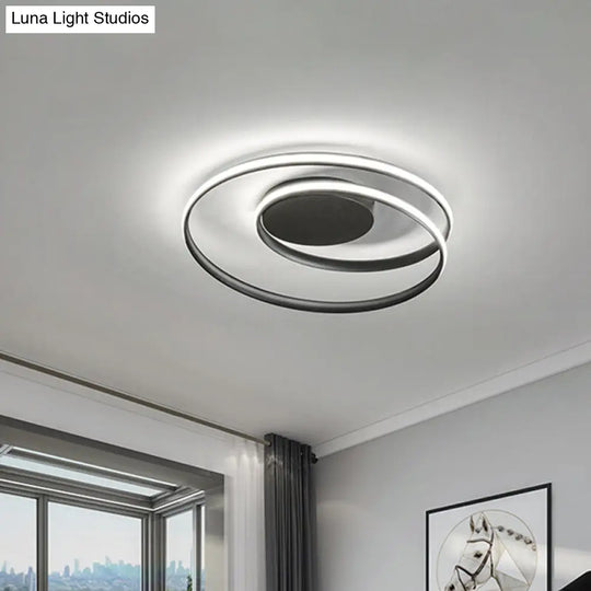 18/23.5 W Modernist Metal Ceiling Flush Led Mount Lamp Black With Warm/White Light / 18 White