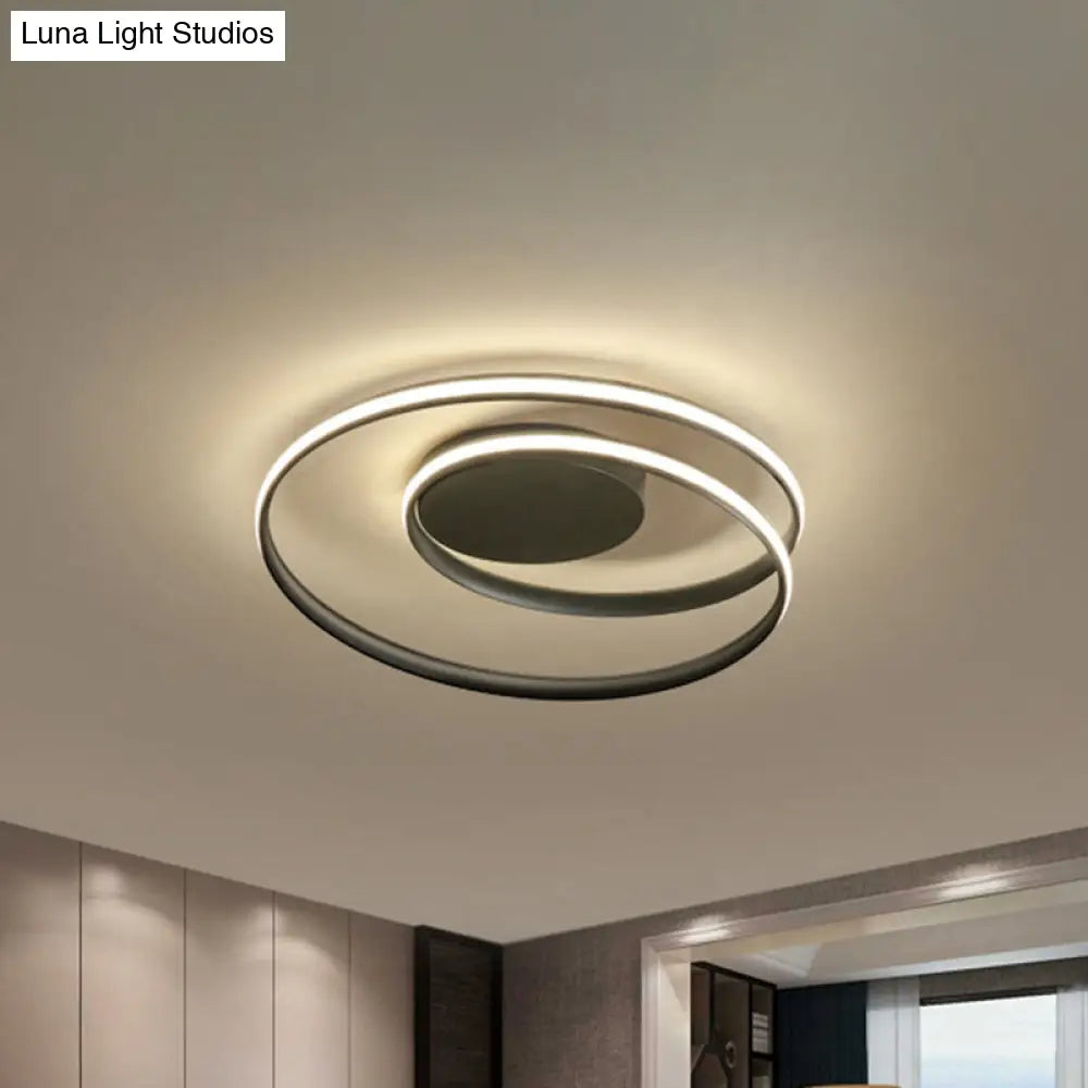 18’/23.5’ W Modernist Metal Ceiling Flush Led Mount Lamp Black With Warm/White Light