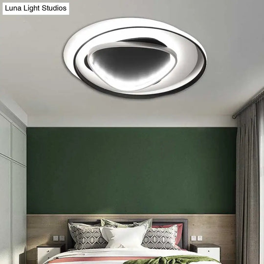 18/23.5 Wide Acrylic Circle Flushmount Led Ceiling Light - Modern Black Design In Warm/White / 18
