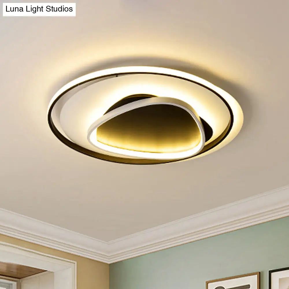 18’/23.5’ Wide Acrylic Circle Flushmount Led Ceiling Light - Modern Black Design In Warm/White