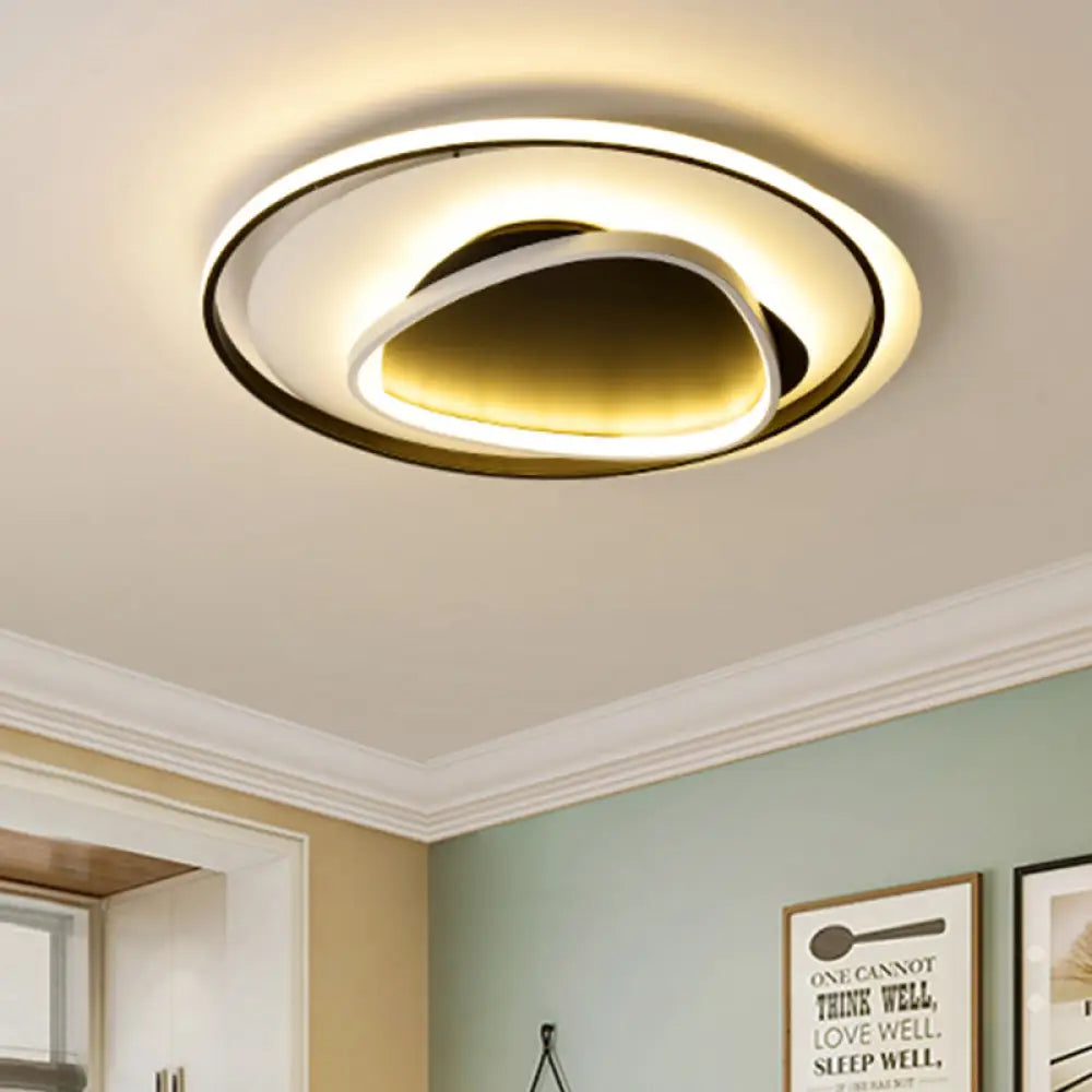 18’/23.5’ Wide Acrylic Circle Flushmount Led Ceiling Light - Modern Black Design In Warm/White