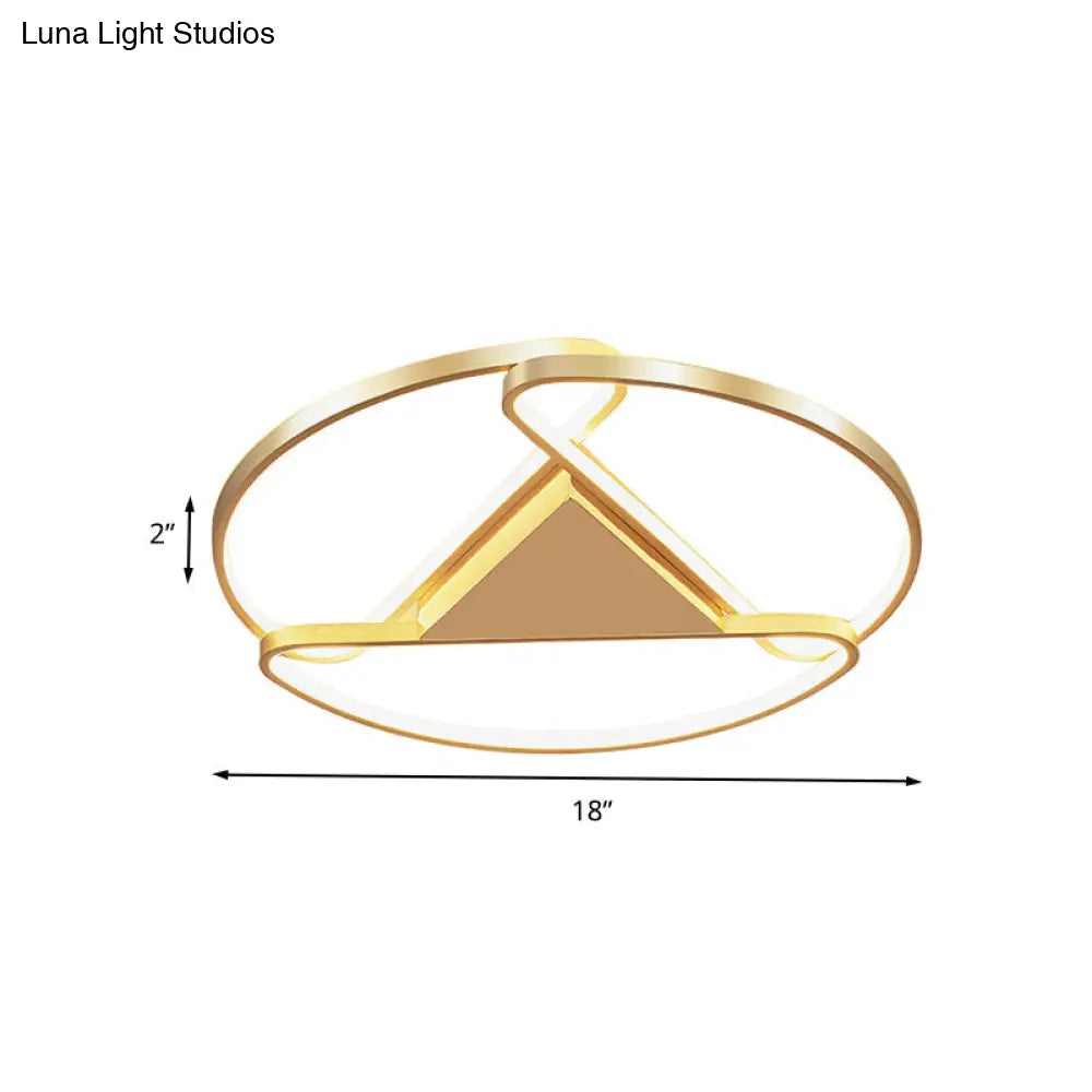 18’/23.5’ Wide Led Gold Flush Mount Ceiling Light - Modern Semi-Circle Acrylic Design Triangle
