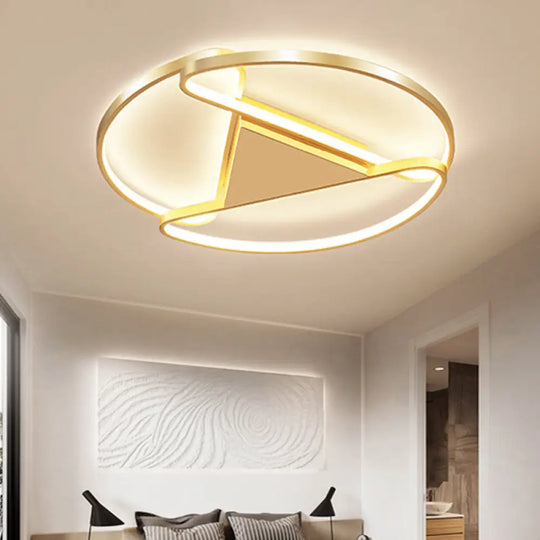 18’/23.5’ Wide Led Gold Flush Mount Ceiling Light - Modern Semi-Circle Acrylic Design Triangle