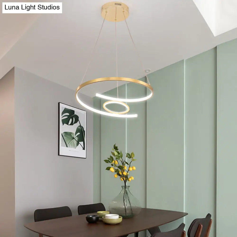 Modern Acrylic Led Gold Hanging Pendant Lamp - 18/23.5 Wide Twist Chandelier White/Warm Light For