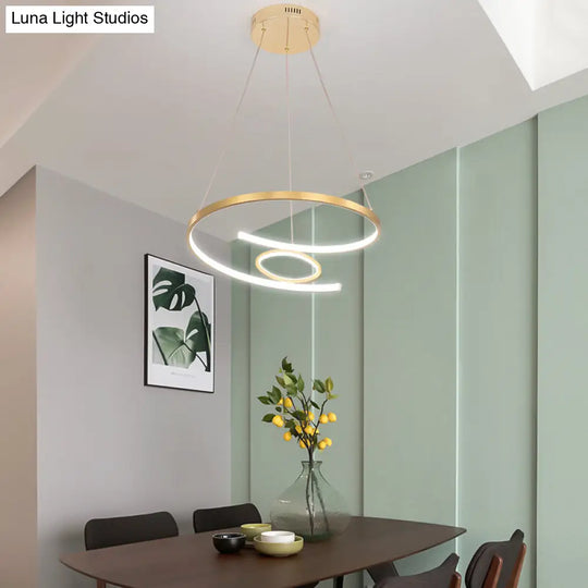 Modern Acrylic Led Gold Hanging Pendant Lamp - 18/23.5 Wide Twist Chandelier White/Warm Light For