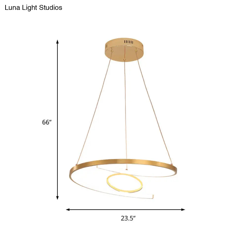 Modern Acrylic Led Gold Hanging Pendant Lamp - 18/23.5 Wide Twist Chandelier White/Warm Light For