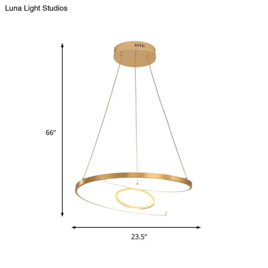 Modern Acrylic Led Gold Hanging Pendant Lamp - 18/23.5 Wide Twist Chandelier White/Warm Light For