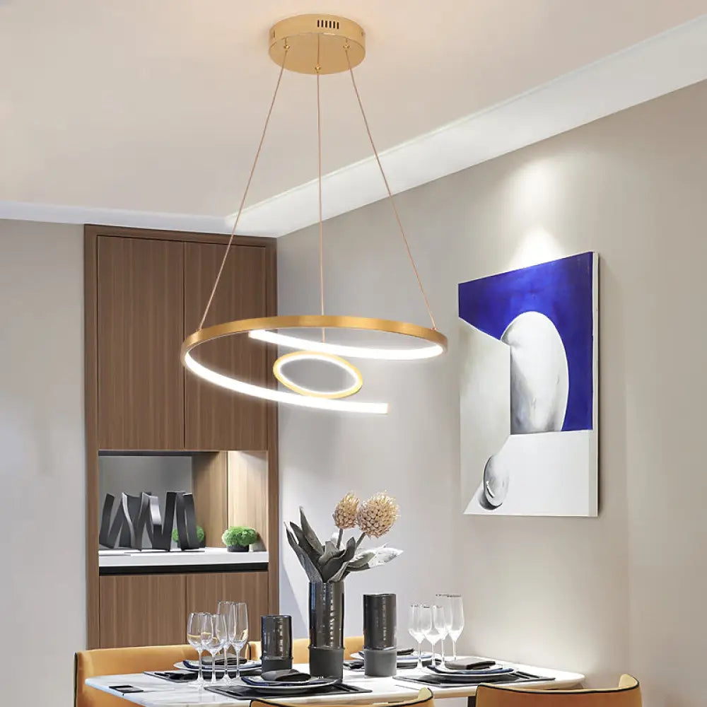 18’/23.5’ Wide Modern Acrylic Led Gold Chandelier Pendant Lamp In White/Warm Light For Living