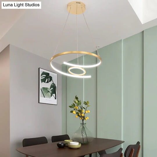 18’/23.5’ Wide Modern Acrylic Led Gold Chandelier Pendant Lamp In White/Warm Light For Living Room