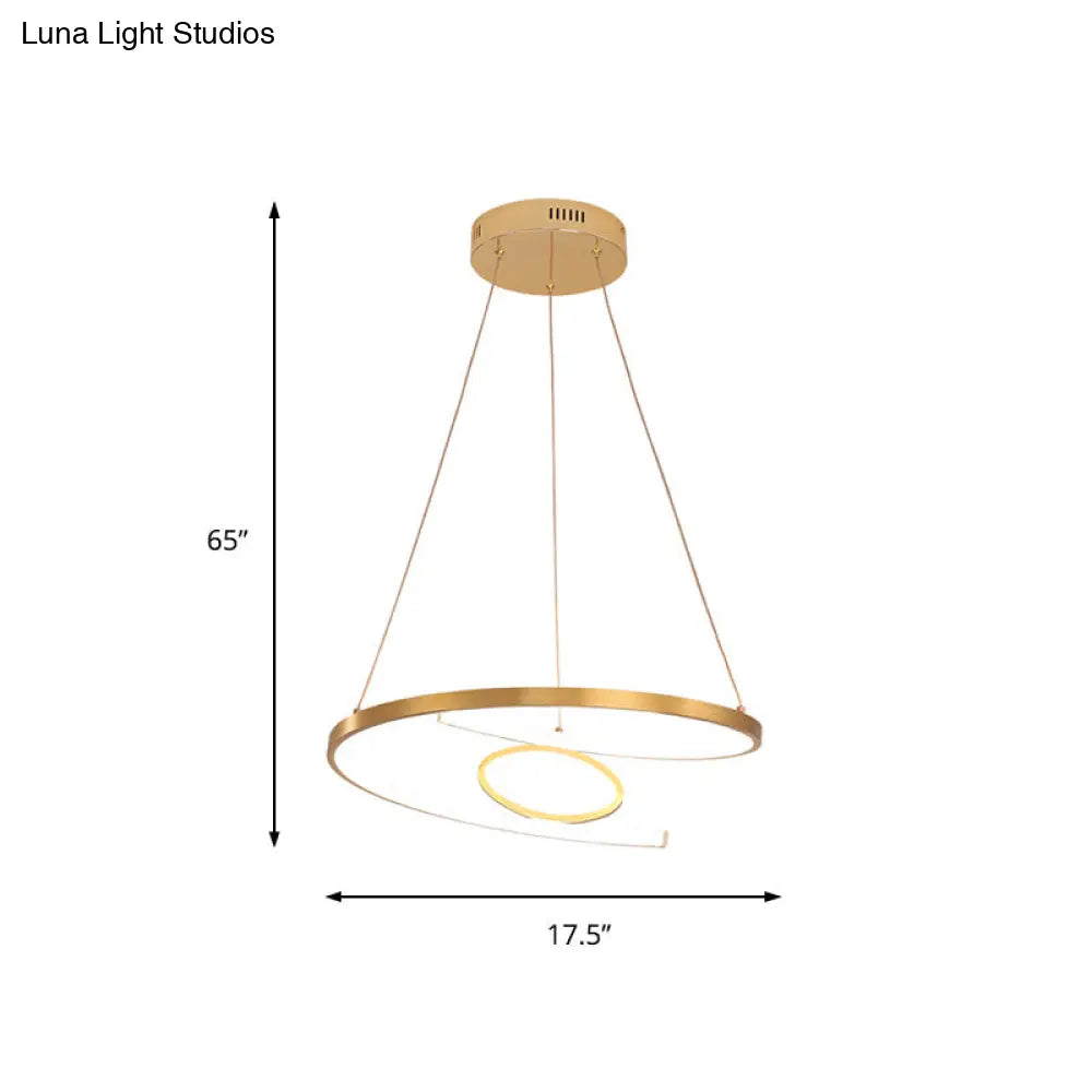 Modern Acrylic Led Gold Hanging Pendant Lamp - 18/23.5 Wide Twist Chandelier White/Warm Light For