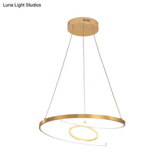 Modern Acrylic Led Gold Hanging Pendant Lamp - 18/23.5 Wide Twist Chandelier White/Warm Light For