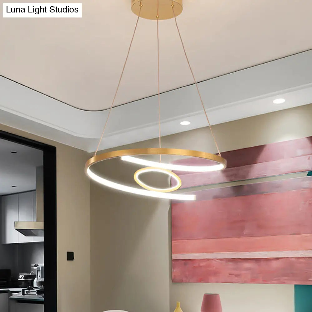 Modern Acrylic Led Gold Hanging Pendant Lamp - 18/23.5 Wide Twist Chandelier White/Warm Light For