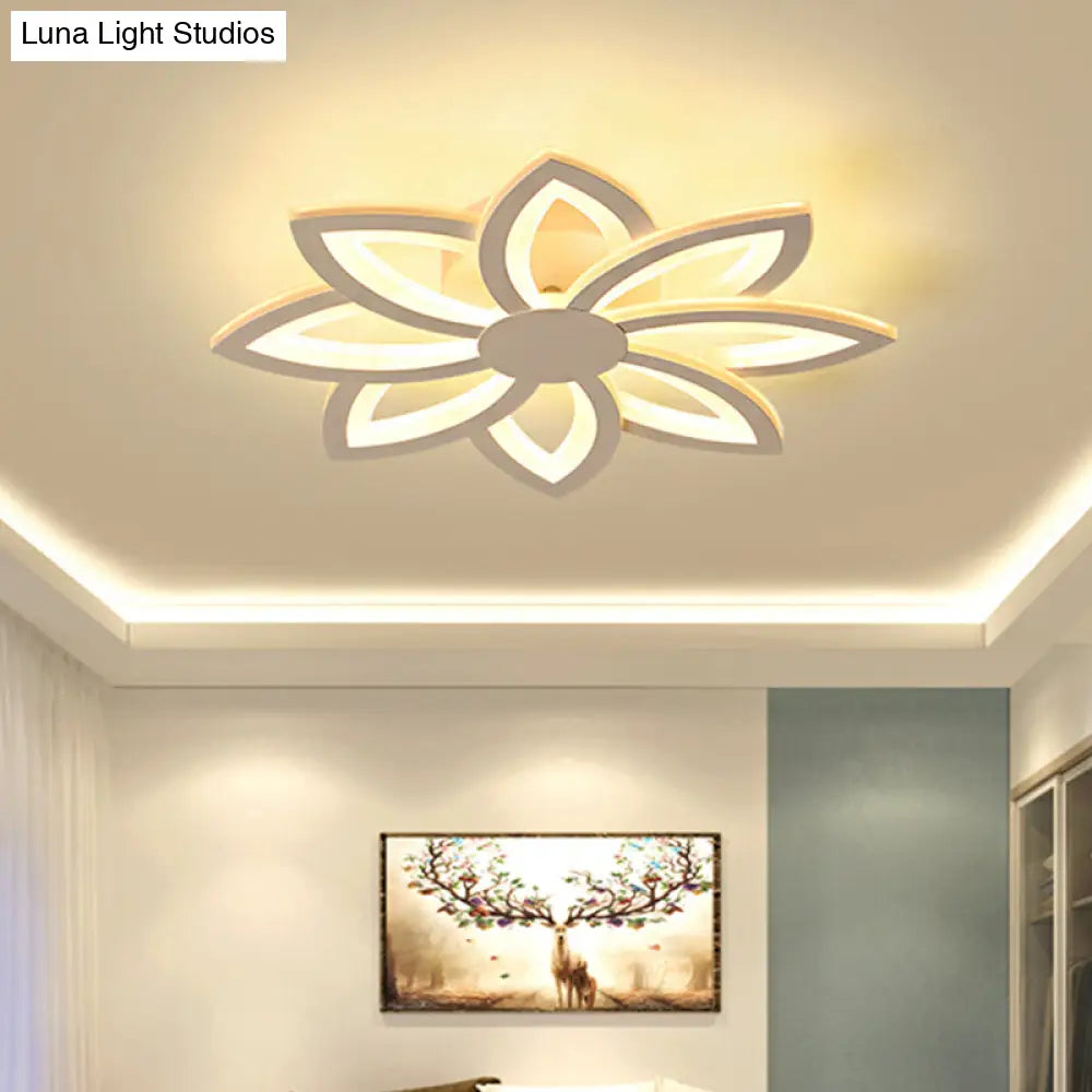 18/23 Acrylic Flower Semi Flush Ceiling Light - Simplicity Led White Warm/White / 18