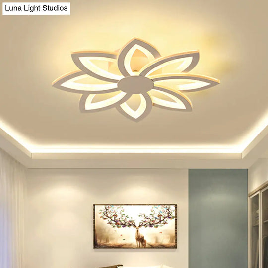 18/23 Acrylic Flower Semi Flush Ceiling Light - Simplicity Led White Warm/White / 18