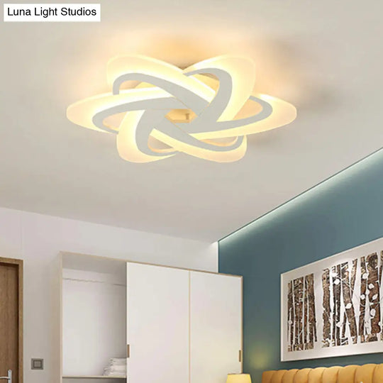 18/23 Wide Acrylic Criss Cross Led Ceiling Light Fixture - Flush Mount Modern White Design