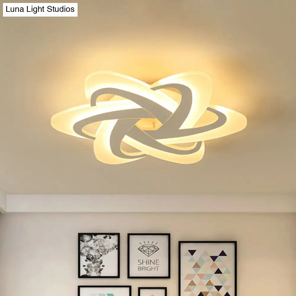18/23 Wide Acrylic Criss Cross Led Ceiling Light Fixture - Flush Mount Modern White Design