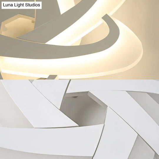 18’/23’ Wide Acrylic Criss Cross Led Ceiling Light Fixture - Flush Mount Modern White Design