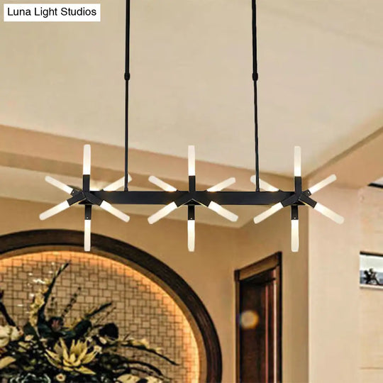 18/24-Light Linear Acrylic Shade Ceiling Pendant For Dining Room - Black/White/Gold Ideal Over