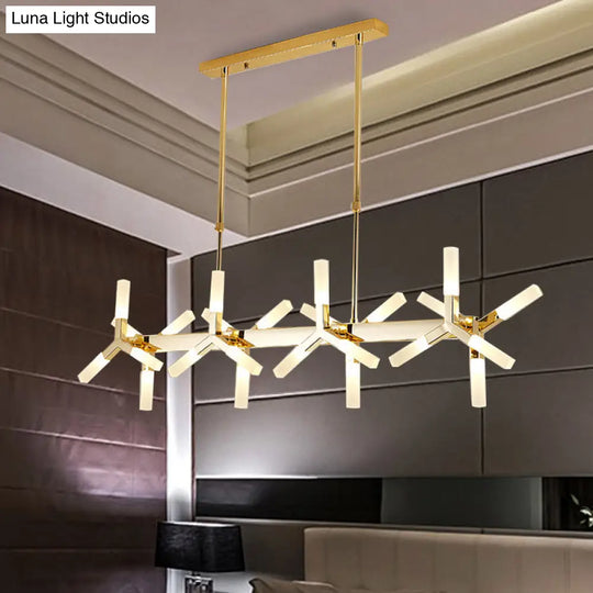 18/24-Light Linear Acrylic Shade Ceiling Pendant For Dining Room - Black/White/Gold Ideal Over