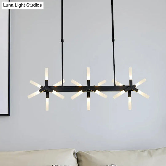 18/24-Light Linear Acrylic Shade Ceiling Pendant For Dining Room - Black/White/Gold Ideal Over