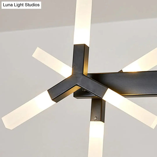 18/24-Light Linear Acrylic Shade Ceiling Pendant For Dining Room - Black/White/Gold Ideal Over