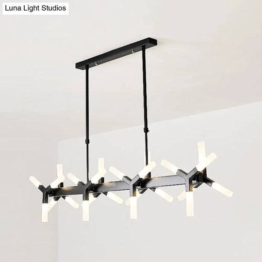 18/24-Light Linear Acrylic Shade Ceiling Pendant For Dining Room - Black/White/Gold Ideal Over