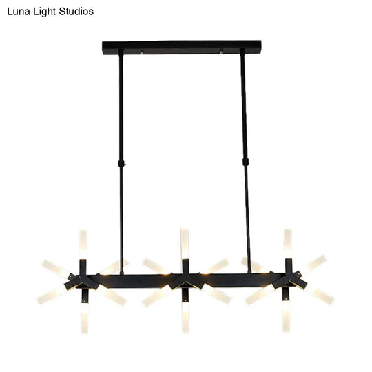 18/24-Light Linear Acrylic Shade Ceiling Pendant For Dining Room - Black/White/Gold Ideal Over