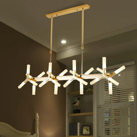 18/24-Light Linear Acrylic Shade Ceiling Pendant For Dining Room - Black/White/Gold Ideal Over