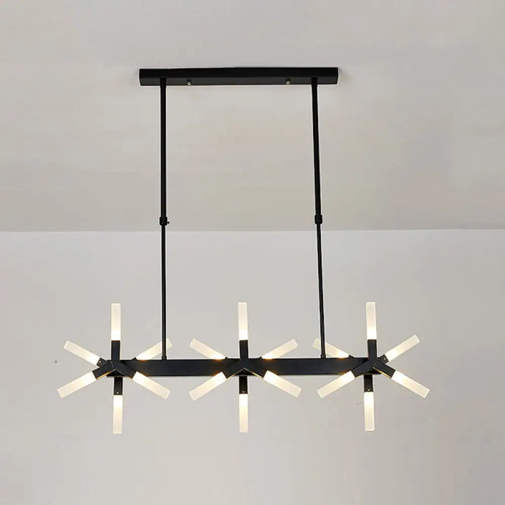 18/24-Light Linear Acrylic Shade Ceiling Pendant For Dining Room - Black/White/Gold Ideal Over