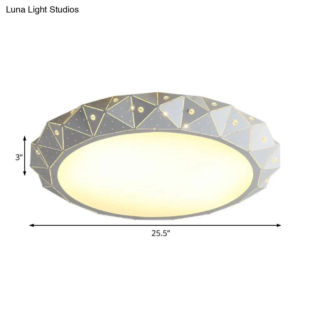 18/25.5 Round Led Flush Mount Ceiling Lamp In Warm/White Light With Acrylic Design