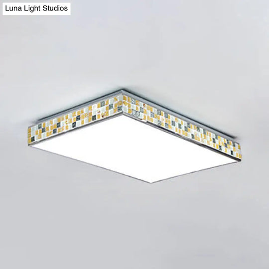 18/35.5 Retro Style Mosaic Glass Cube Ceiling Light With 1 Bulb - Beige Finish / 35.5