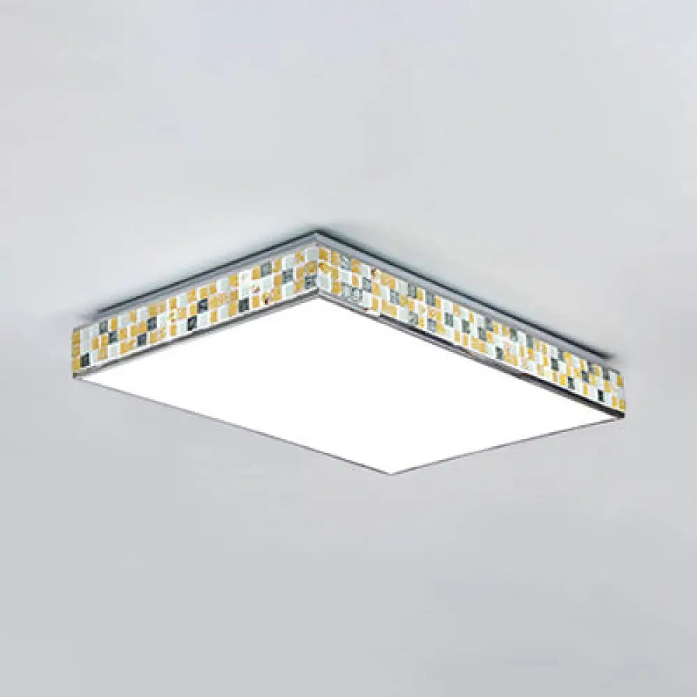 18’/35.5’ Retro Style Mosaic Glass Cube Ceiling Light With 1 Bulb - Beige Finish / 35.5’