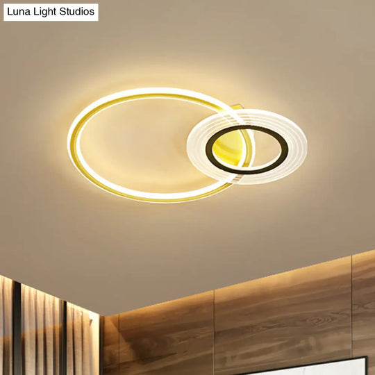 18.5/21.5 Modernist Metallic Led Bedroom Ceiling Flush Lamp - Black/Black-Gold Gold-Black / 18.5