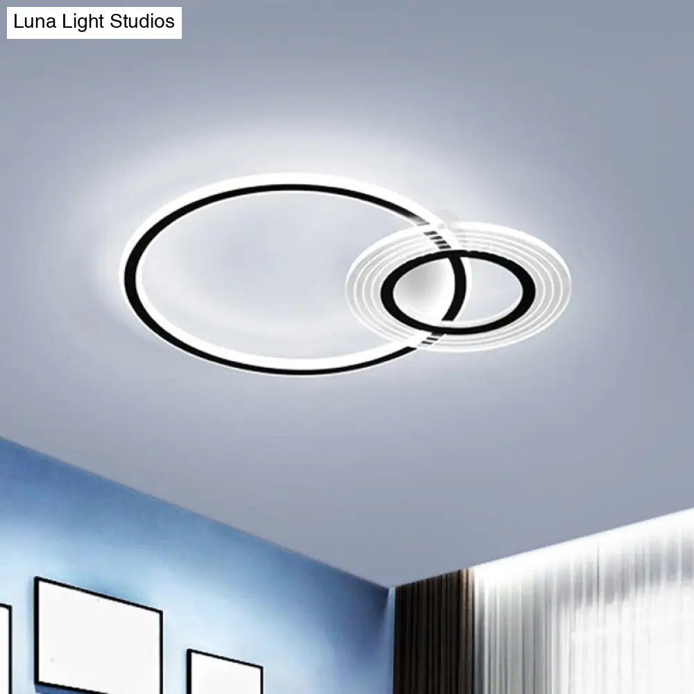 18.5/21.5 Modernist Metallic Led Bedroom Ceiling Flush Lamp - Black/Black-Gold
