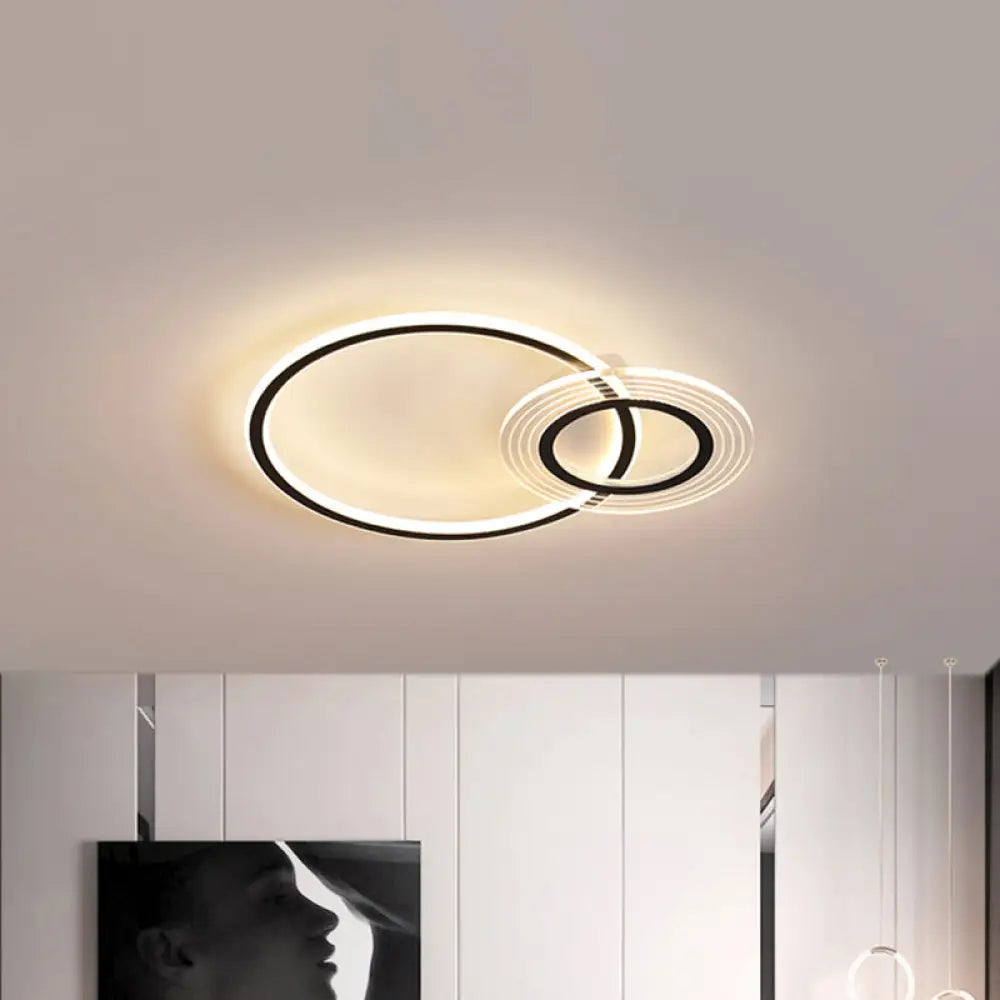 18.5’/21.5’ Modernist Metallic Led Bedroom Ceiling Flush Lamp - Black/Black - Gold Black / 18.5’